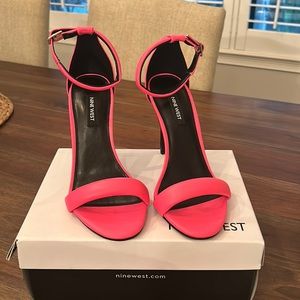Nine West Teeya 3 Strappy Heels - Hot Pink